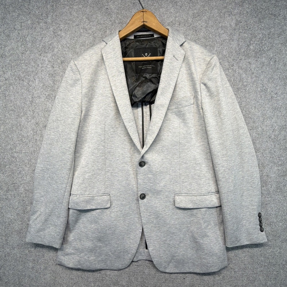 John Varvatos Varick Two Button Casual Blazer Jacket Knit Blend Gray 40R